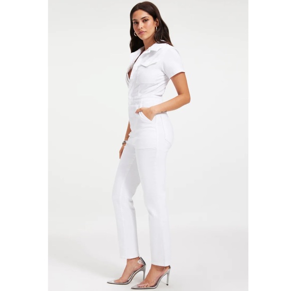 GOOD AMERICAN Denim Fit For Success Jumpsuit In White Size 4 - Picture 10 of 17